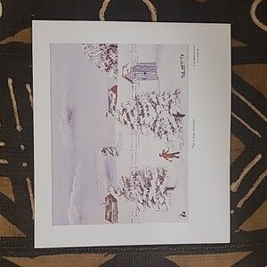 CHARLES J. WHITE "THE LONG JOURNEY" SNOWY COUNTRY SIDE FOLK ART PRINT